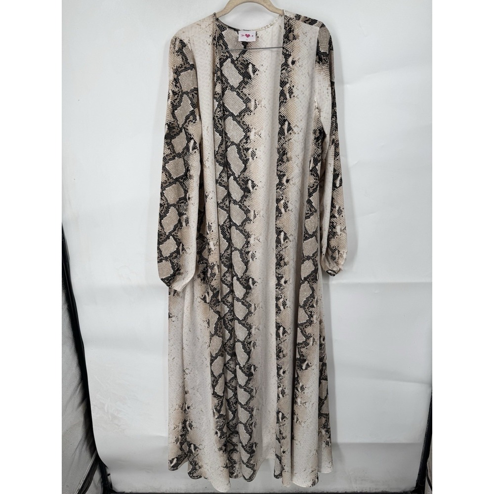 Buddy Love‎ Stoney Snake Print Duster Women Medium Brown Bohemian Granolagirl